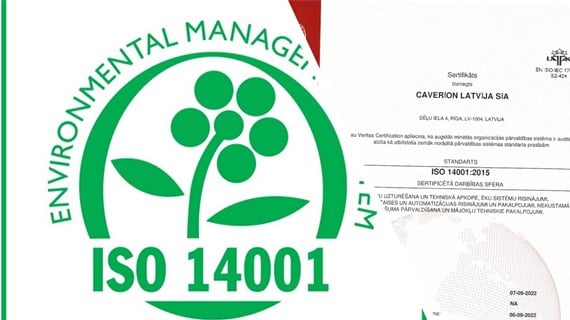 Atzinums par atbilstību ISO14001 standartam.